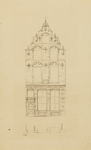 214282 Opstand en plattegrond (ged.) van de voorgevel van het huis Klein Fresenburch (Oudegracht 111) te Utrecht.